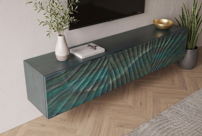 Comoda TV SCORPION 160 cm 3D suspendată din lemn de mango, turcoaz [6]