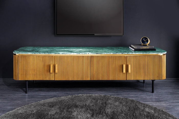Comoda TV VENEZIANO din lemn de mango si blat din marmura, 160 cm [3]