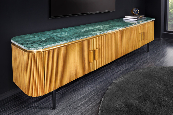 Comoda TV VENEZIANO din lemn de mango si blat din marmura, 160 cm [2]