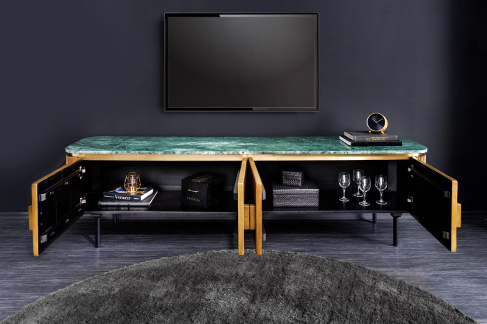 Comoda TV VENEZIANO din lemn de mango si blat din marmura, 160 cm [4]