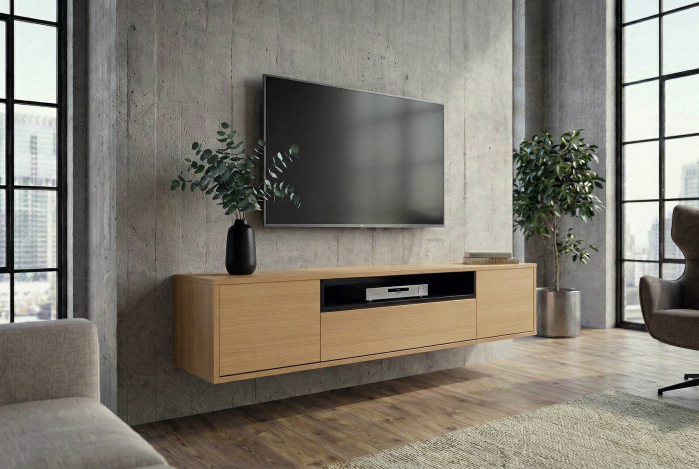 Comoda TVLOFT 150 cm suspendat, negru natural [7]