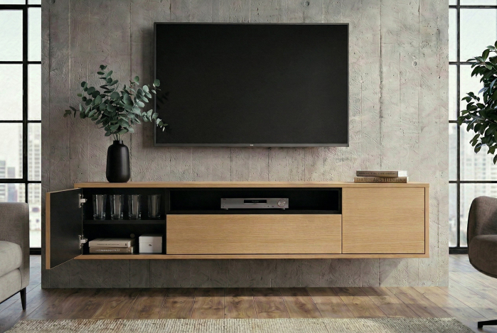 Comoda TVLOFT 150 cm suspendat, negru natural [9]