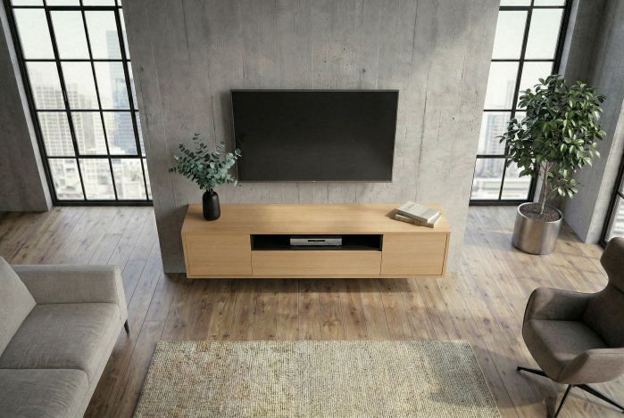 Comoda TVLOFT 150 cm suspendat, negru natural [4]