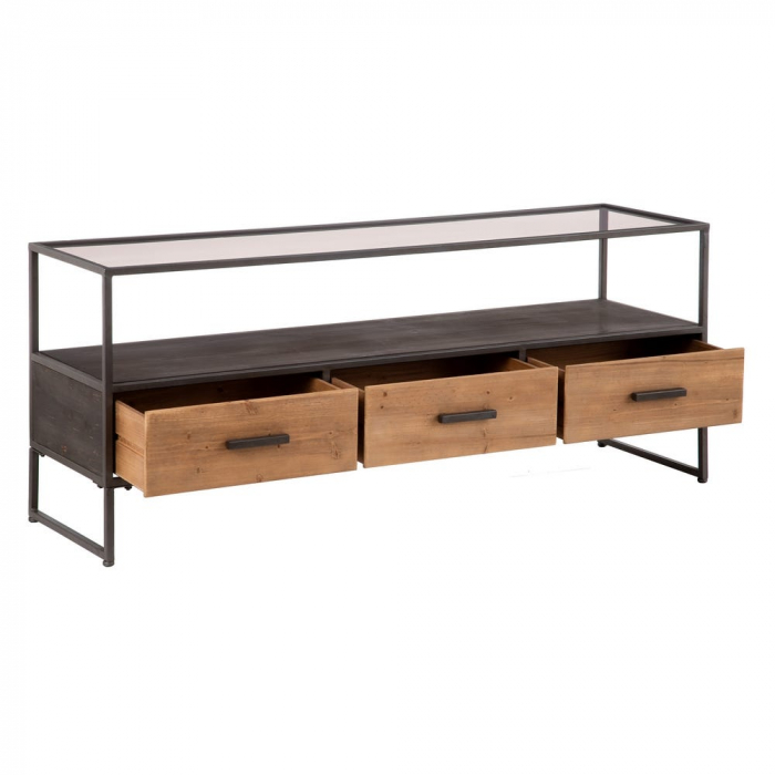 Comodă TV Smoke din lemn de brad și metal 140 X 42 X 58 CM [4]