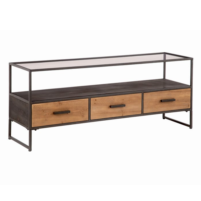 Comodă TV Smoke din lemn de brad și metal 140 X 42 X 58 CM [1]