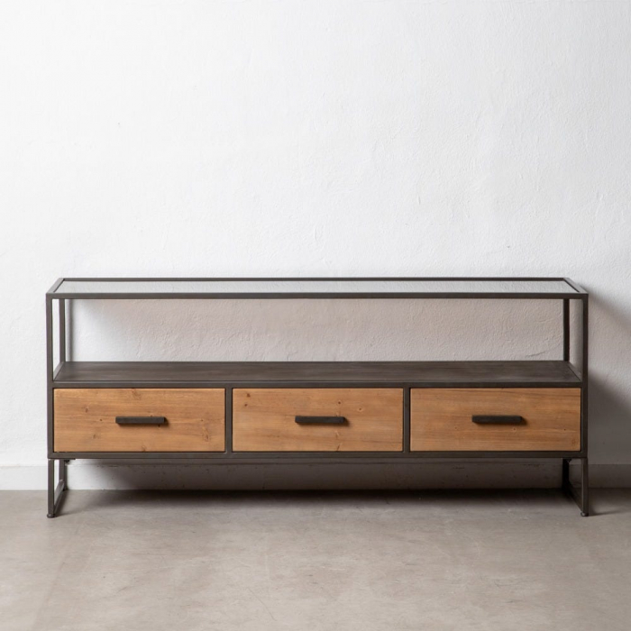 Comodă TV Smoke din lemn de brad și metal 140 X 42 X 58 CM [3]