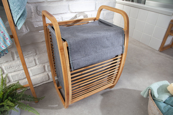 Coș de rufe LAGOON SPA 60 cm bambus natural sac detașabil gri [4]