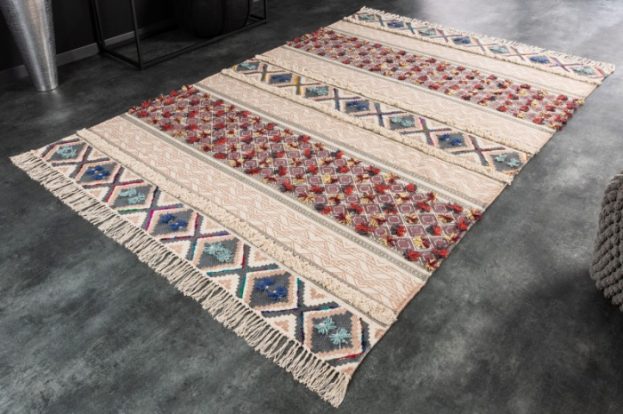 Covor din bumbac țesut manual ETHNO 230x160 cm cu model geometric colorat [2]