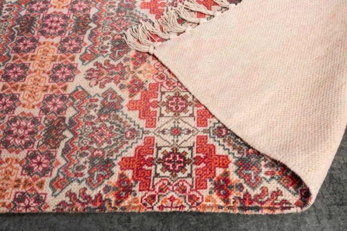 Covor din bumbac țesut manual TRIBE 230x160 cm cu model retro, roșu [4]