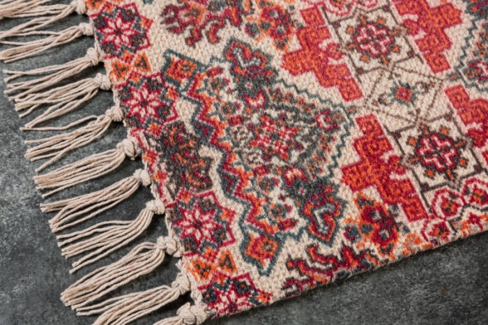 Covor din bumbac țesut manual TRIBE 230x160 cm cu model retro, roșu [3]