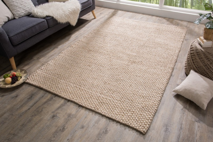 Covor din lana lucrat manual WOOL 240x160 cm, bej [2]