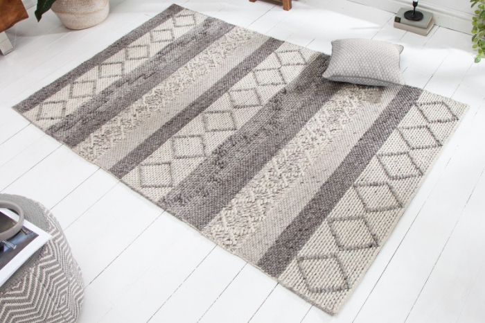 Covor din lână țesut manual YARN 240x160 cm, gri/bej [2]
