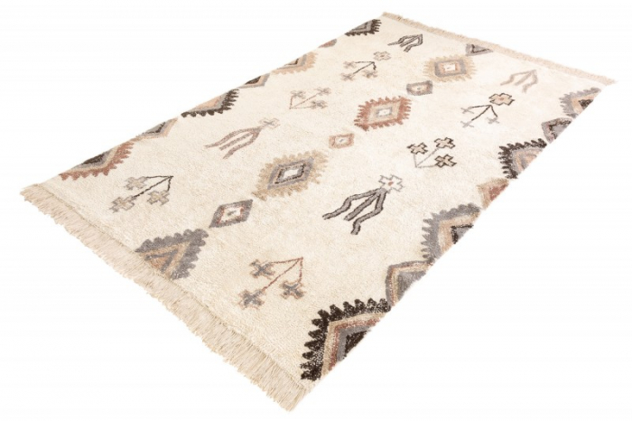 Covor ETHNO 230x160 cm cu model geometric din bumbac colorat, bej [4]