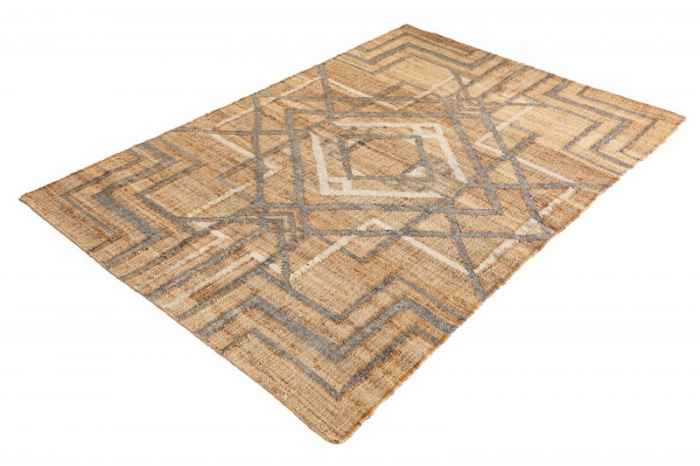 Covor țesut manual AZTECA 230x160 cm bej / gri cu modele geometrice [4]