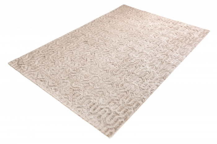 Covor țesut manual cu fire scurte ELEGANCIA 230x160 cm cu model geometric, bej [4]