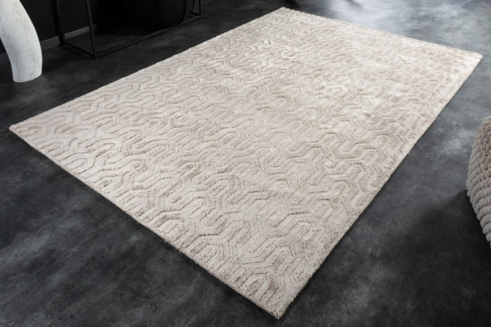 Covor țesut manual cu fire scurte ELEGANCIA 230x160 cm cu model geometric, bej [2]