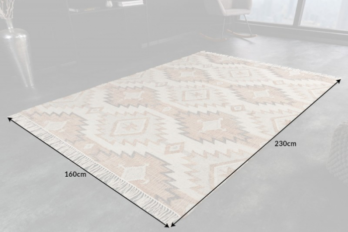 Covor țesut manual ETHNO 230x160 cm din lână, maro/bej [5]