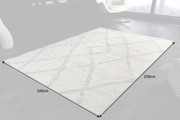 Covor țesut manual EUPHORIA 230x160 cm, bej/gri din lână cu model geometric [5]
