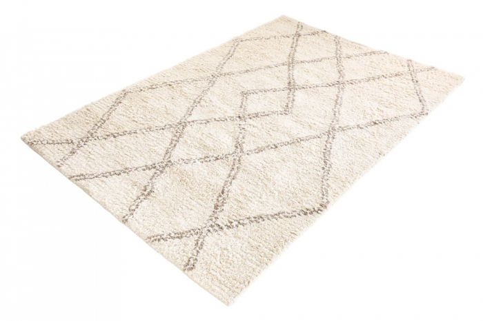 Covor țesut manual EUPHORIA 230x160 cm, bej/gri din lână cu model geometric [1]