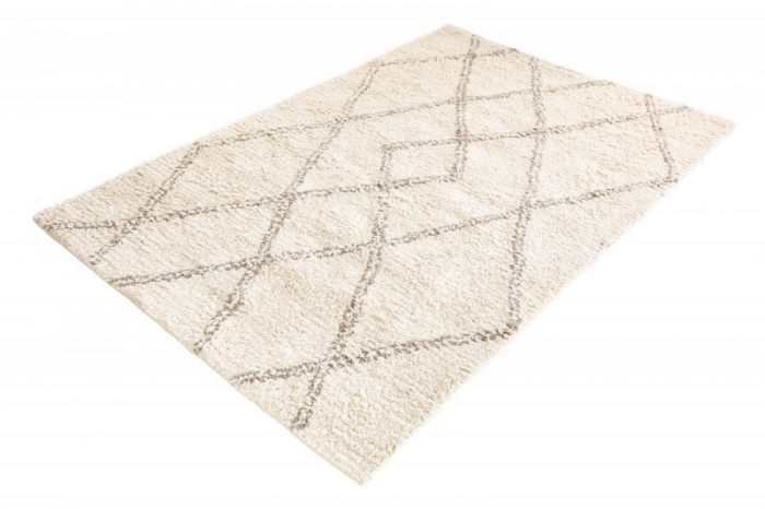 Covor țesut manual EUPHORIA 230x160 cm, bej/gri din lână cu model geometric [4]