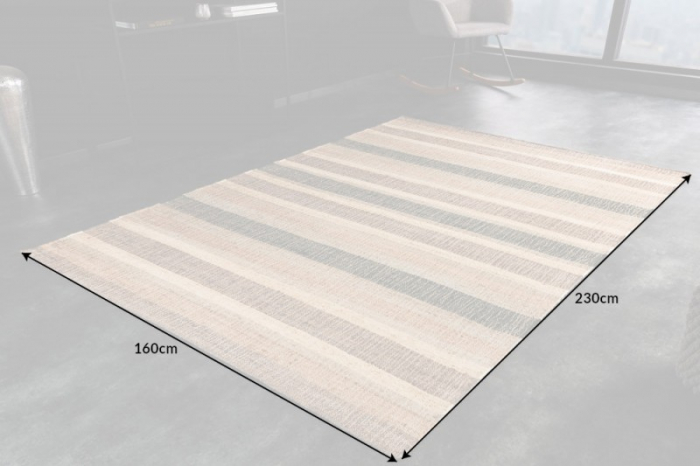 Covor tesut manual in dungi INKA 230x160 cm, bej/maro  [5]