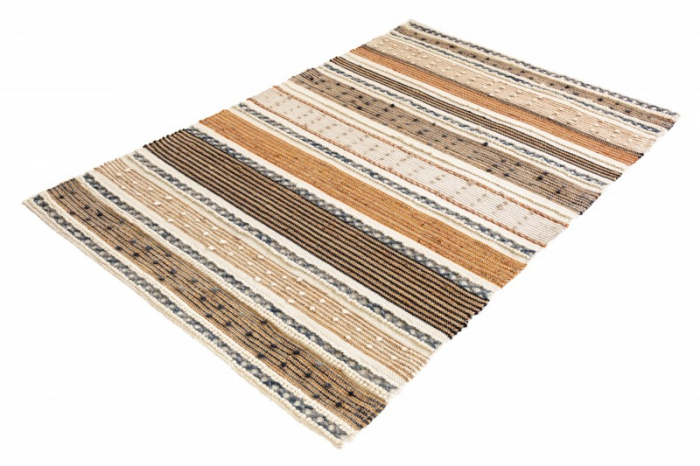 Covor țesut manual INKA 230x160 cm, model colorat cu dungi din cânepă și lână [4]