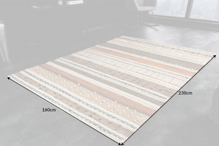 Covor țesut manual INKA 230x160 cm, model colorat cu dungi din cânepă și lână [5]