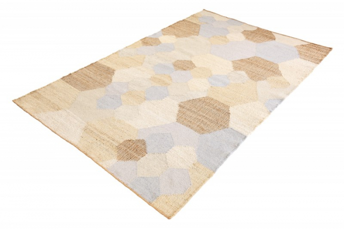 Covor țesut manual ORGANIC 230x160 cm, albastru/bej din lână  [4]