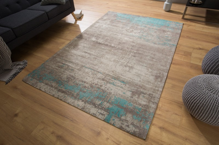 Covor vintage din bumbac MODERN ART 240x160 cm, gri/turcoaz [2]