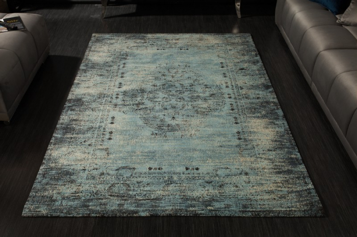 Covor vintage din bumbac OLD MARRAKECH 240x160 cm, albastru antic  [4]