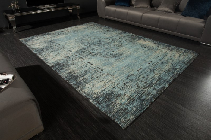 Covor vintage din bumbac OLD MARRAKECH 240x160 cm, albastru antic  [2]
