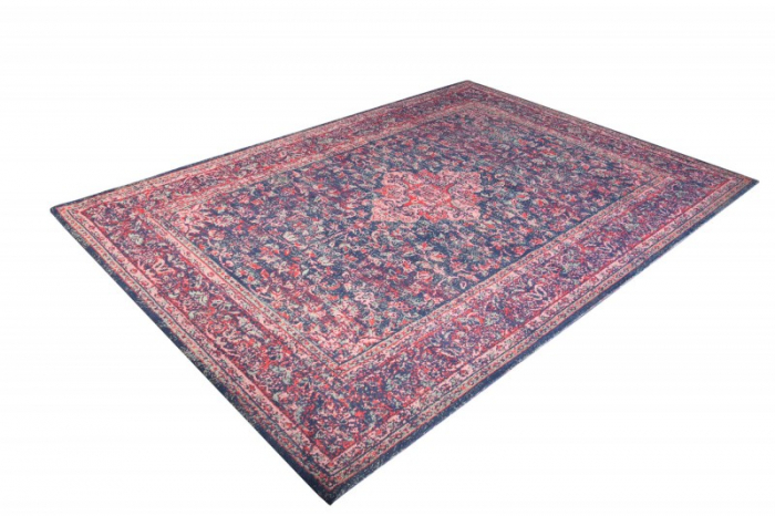 Covor vintage din bumbac OLD MARRAKESH 240x160 cm cu model floral, rosu/albastru [6]