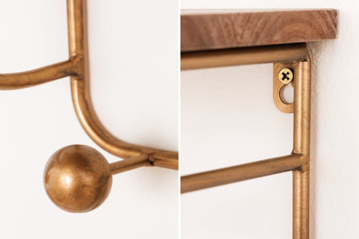 Cuier HERITAGE 80 cm din fier și lemn de pin natural [10]