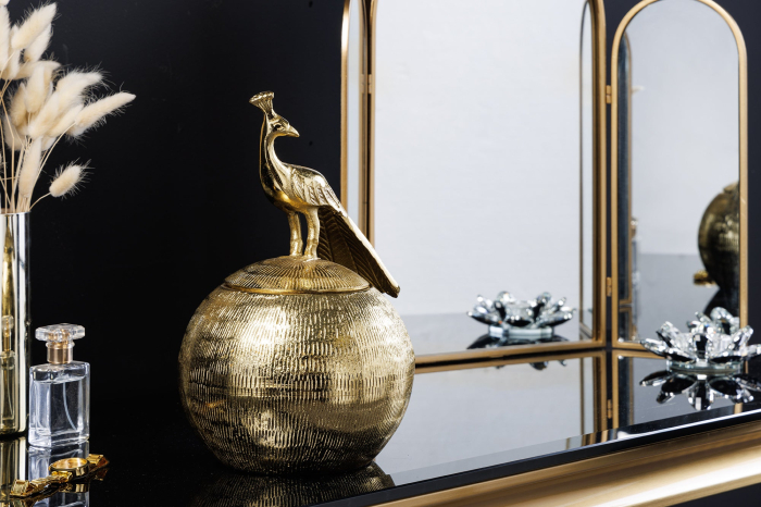 Cutie metalică WILDLIFE BIRD 30 cm auriu antic [4]