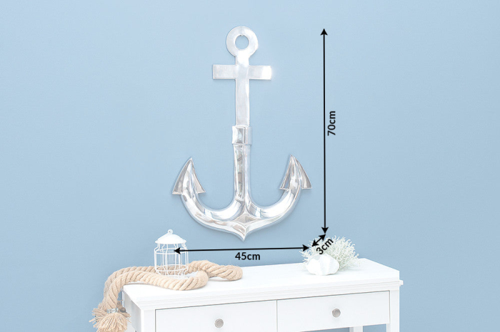 Decorațiune de perete ANCHOR 70 cm 3D aluminiu argintiu [9]