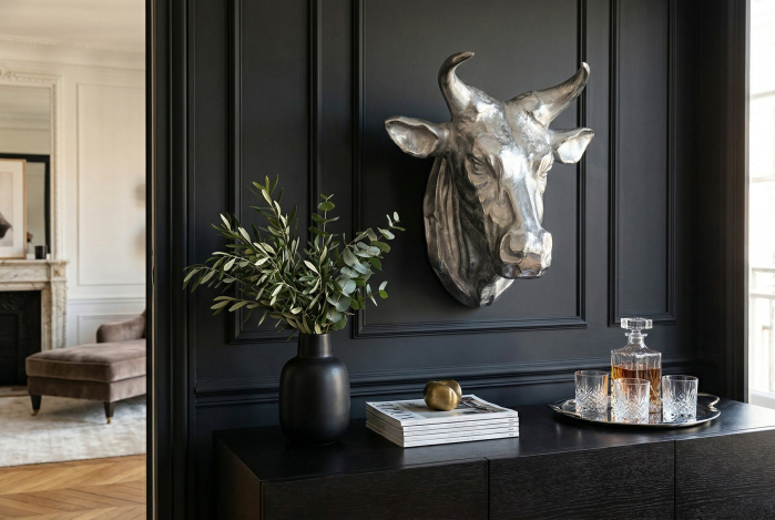 Decorațiune de perete cap de taur TORERO 65 cm argintiu [4]