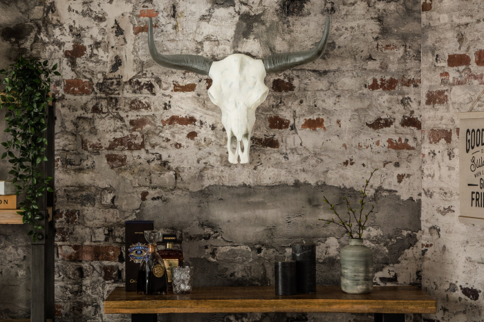 Decorațiune de perete craniu EL TORO 70 cm aluminiu alb negru [3]