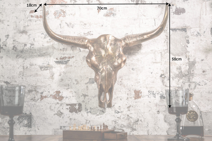 Decorațiune de perete craniu MATADOR 70 cm cupru marmorat [10]