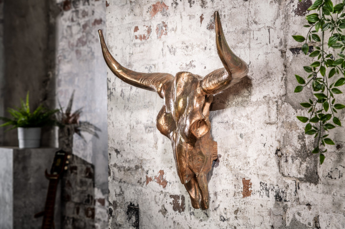 Decorațiune de perete craniu MATADOR 70 cm cupru marmorat [5]