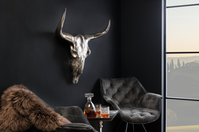 Decorațiune de perete craniu MATADOR argintiu [4]