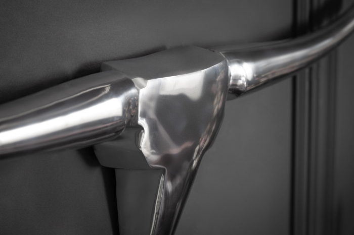 Decorațiune de perete cu coarne BULL 100 cm, aluminiu argintiu [5]