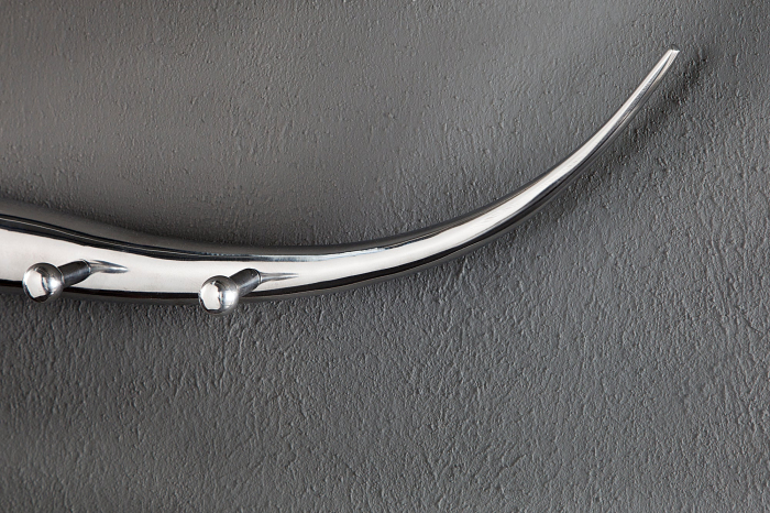 Decorațiune de perete cu cuier BULL 100 cm, aluminiu argintiu [9]