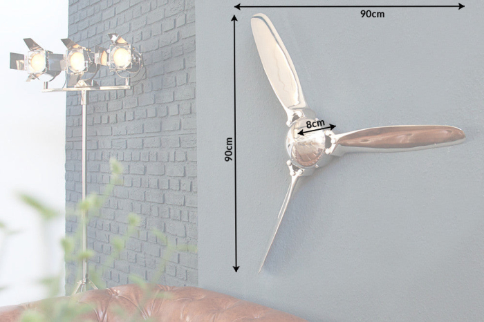 Decorațiune de perete elice SCREW 90 cm aluminiu argintiu [5]