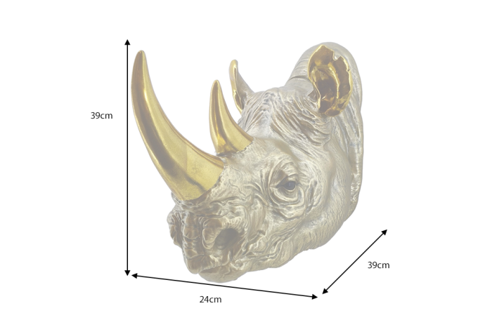 Decorațiune de perete RHINO 40 cm, realizată manual, aurie [7]