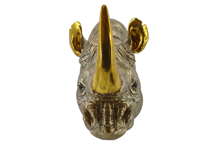 Decorațiune de perete RHINO 40 cm, realizată manual, aurie [5]