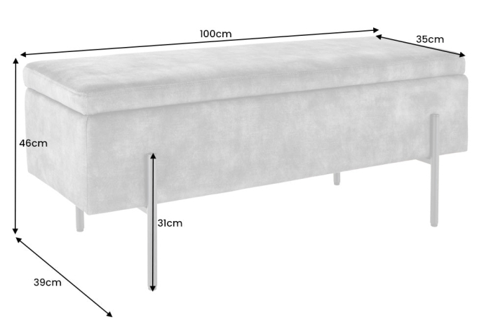 Dulap pentru bancă LOFT 100 cm gri catifea [10]