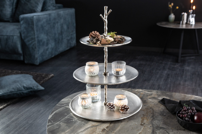 Etagere ABSTRACT 50 cm, 3 tăvi, argintiu [4]