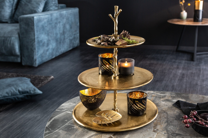 Etagere ABSTRACT 50 cm, 3 tăvi, auriu [4]