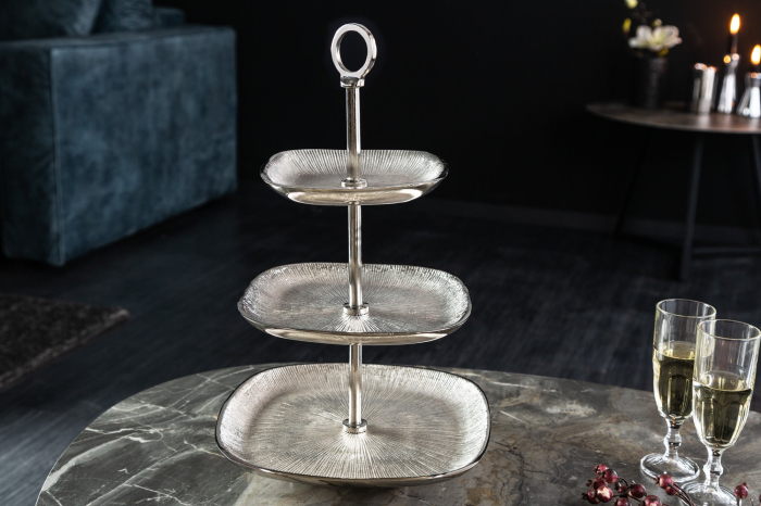 Etagere ORIENT 45 cm, 3 tăvi, argint vintage [3]