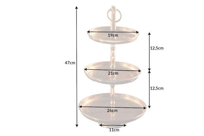 Etagere ORIENT 50 cm, 3 tăvi, cu efect de ciocănitură, auriu [9]